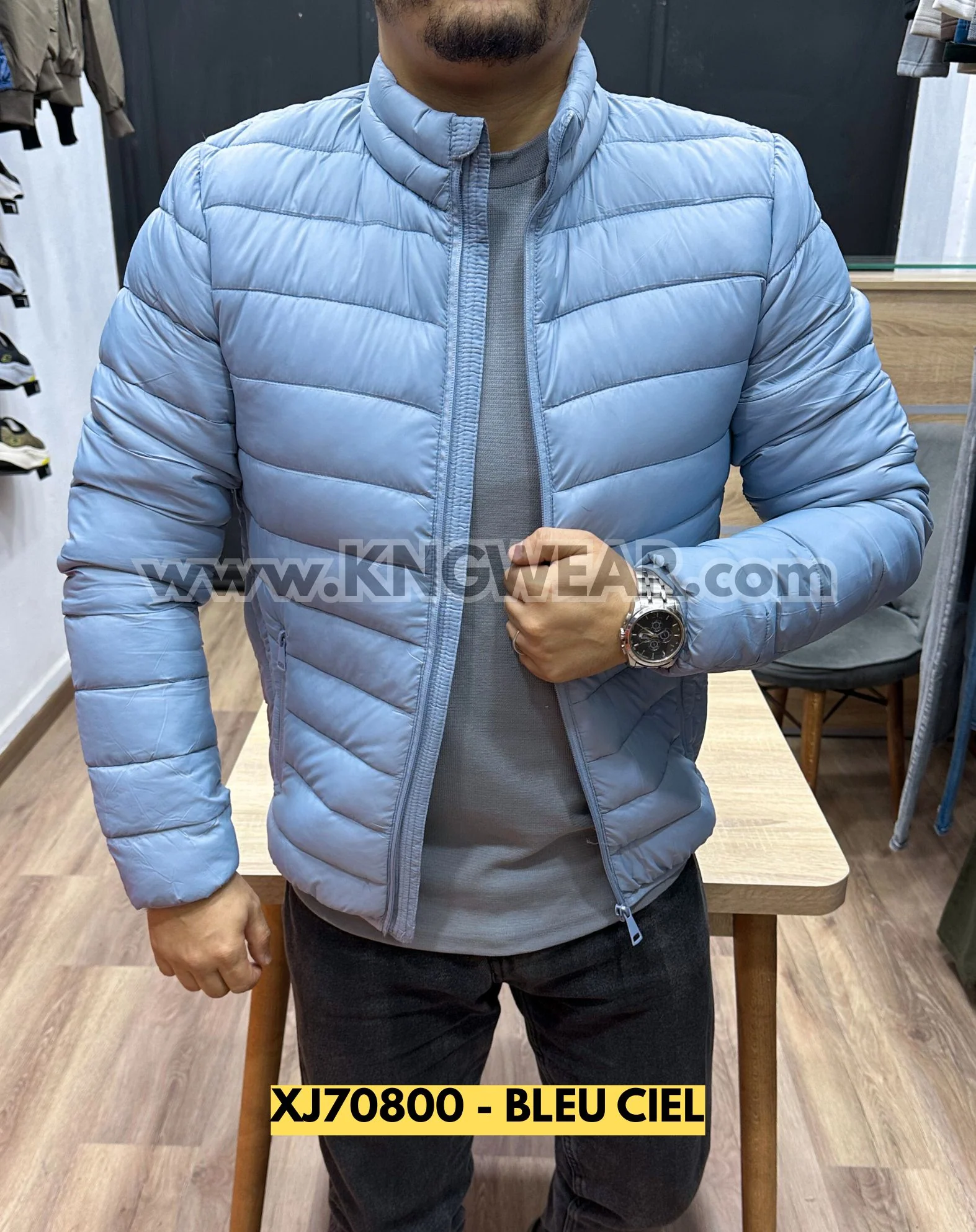 DOUDOUNE OVERSIZE XJ70800 - BLEU CIEL
